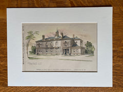 Town Hall, Billerica, MA, 1894, Stickney & Austin, Original Hand Colored -