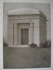 Mausoleum at Salem Fields Cemetery, Brooklyn, NY 1910, Lithograph. Valentine B. Lee.