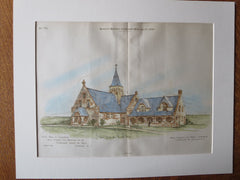 Sketch, Sockanosset Boys School, Cranston, RI, 1890, Original Plan Hand Colored