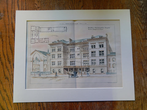 Brooklyn Homeopathic Hospital, NY, Fowler & Hough, Archts., 1890, Original Plan