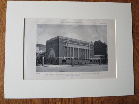 Peoples Savings Loan, Exterior, Sidney, OH, Louis H. Sullivan, 1918, Lithograph