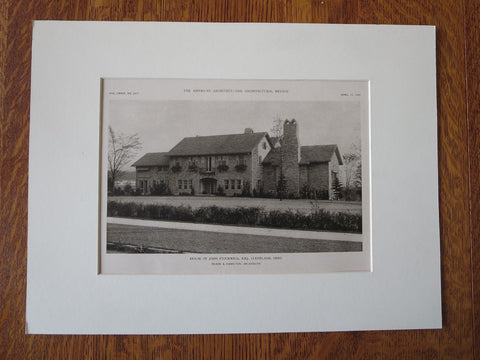 John Stockwell, Esq. House, Cleveland, OH, Meade & Hamilton, 1923, Lithograph