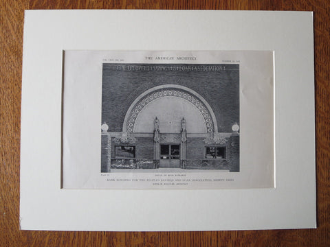 Peoples Savings Loan, Entrance, Sidney, OH, Louis H. Sullivan, 1918, Lithograph