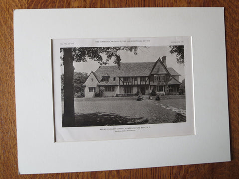 Chapin S. Pratt House, Lawrence Park West, NY, Bates & How, 1921, Lithograph