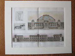 Carnegie Tech Schools, Pittsburgh, PA 1905, Kiessling Original Plan Hand Colored