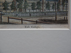 Miniature Illustration, Yale College, Connecticut, 1836 Hand Colored, Original