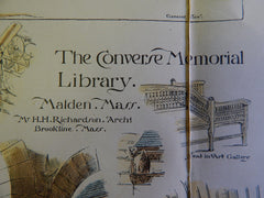 Converse Memorial Library, Malden, MA, H H Richardson, 1885, Original Plan