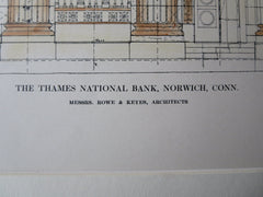 Thames National Bank, Norwich, CT, 1911, Original Plan. Rowe & Keyes