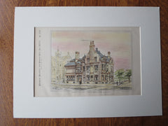 Boston Art Club Building, Boston, MA, 1880, Original Hand Colored