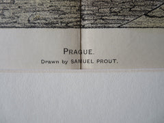 Sketch of Prague by Samuel Prout, 1893, Original Plan Hand Colored