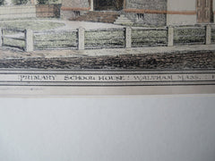 Primary School House, Waltham, MA, 1881, Original Plan. H.W. Hartwell