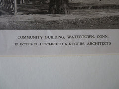 Community Building, Watertown, CT, Litchfield & Rogers, 1921, Lithograph