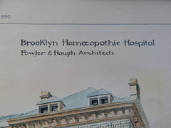 Brooklyn Homeopathic Hospital, NY, Fowler & Hough, Archts., 1890, Original Plan