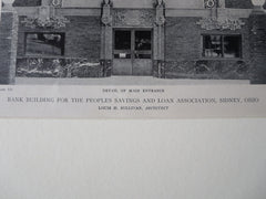 Peoples Savings Loan, Entrance, Sidney, OH, Louis H. Sullivan, 1918, Lithograph