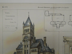 York Collegiate Institute, York, PA, 1887, Original Plan