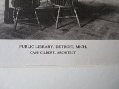 Public Library, Detroit, MI, Cass Gilbert, 1921, Lithograph