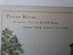 Pigeon House, H.E. Owen House, Oceanic, NJ, 1882, Original Plan. Charles I Berg