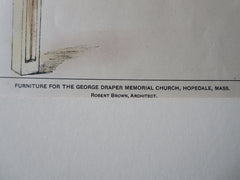 George Draper Memorial Church, Hopedale, MA, 1900, Original Plan Hand Colored -