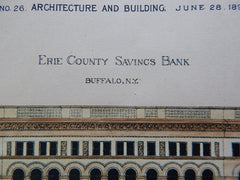 Erie County Savings Bank, Buffalo, NY, 1890, Marling & Burdett, Original Plan