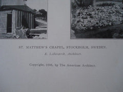 St. Matthew's Church, Stockholm, Sweden, 1905. E. Lallerstedt. Lithograph