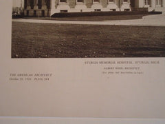 Sturgis Memorial Hospital, Sturgis MI, 1926. Albert Wood. Lithograph