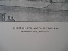 Christ Church, North Brixton, England. 1904. Beresford Pite. Lithograph