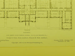 Floor Plans, State Normal School, Montclair Heights, NJ, 1908, George E. Poole.