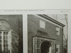 Window & Porch, House of Wm. P. Hoffman, Riverdale, NY, 1922, Lithograph. Dwight James Baum.