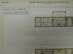 Birdseye View of Proposed Station, Springfield, MA, 1888, Original Plan. Shepley, Rutan & Coolidge.