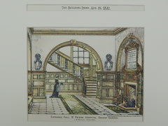 Entrance Hall, St. Peter's Hospital, Covent Garden, London, UK, 1881, Orig. Plan. Brydon.