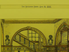 Entrance Hall, St. Peter's Hospital, Covent Garden, London, UK, 1881, Orig. Plan. Brydon.