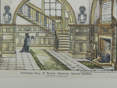 Entrance Hall, St. Peter's Hospital, Covent Garden, London, UK, 1881, Orig. Plan. Brydon.