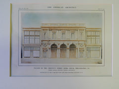 Facade of the Chestnut Street Opera House, Philadelphia, PA, 1914, Original Plan. Bizzell, Sinkler & Tilden.