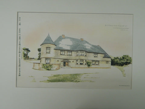 Dr. E.F. Hank's House, Ridgewood, NJ, 1890, Original Plan. Charles Edwards.