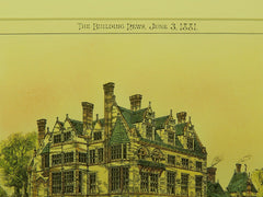 Cloverley Hall, Shropshire, England, 1881, Original Plan. W. Eden Nesfield.