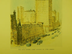 The Ritz Tower, Park Avenue & 57th Street, New York, NY, 1929, Original Plan.