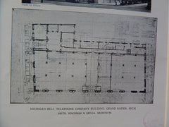 Michigan Bell Telephone Co. Bldg, Grand Rapids, MI, 1928, Lithograph. Smith, Hinchman & Grylls.