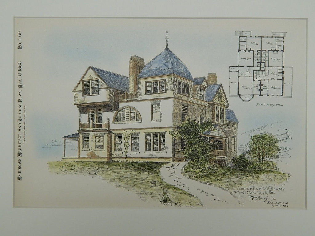 Houses for W. L. Van Kirk, Pittsburgh, PA, 1885. Rossiter & Wright ...