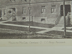 Houses for Mrs. Cole, Cleveland, OH, 1887, Lithograph.  C. O. Arey.