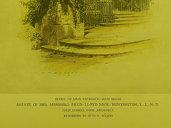 Main Entrance, Mrs. Marshall Field Estate, Huntington, NY, 1928, Original Plan. John Russell Pope.