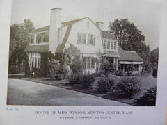 House of Miss Winsor, Newton Centre, MA, 1919, Lithograph. Coolidge & Carlson.