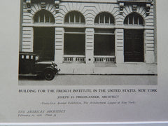 Building for French Institute in US, New York., 1926, Lithograph. Freedlander.