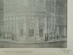 Design for the Albany Building Chambers in Albany NY, 1902. E. W. Loth and F. R. Comstock