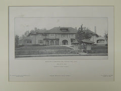 House of C. S. Houghton, Esq., Chestnut Hill, MA, 1906, Lithograph. Chapman & Frazer.