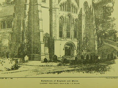 Llandaff Cathedral in Llandaff, Wales, 1892. Original Plan