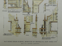 Details of the Bay Ridge High School in Brooklyn NY, 1915. C. B. J. Snyder. Original