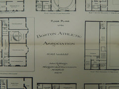 Floor Plans, Boston Athletic Association, Boston, MA, 1889, Original Plan. Sturgis & Cabot