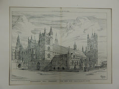 Westminster Hall Improvement, London, UK, 1884. Original Plan. John L. Pearson R.A.