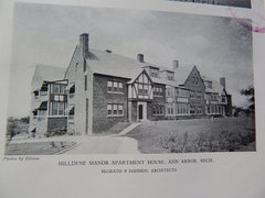 Hilldene Manor Apartment House, Ann Arbor, MI, 1928, Lithograph. McGrath & Dohmen.