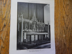 Interior, All Saints Church, Brookline, MA, 1928,Lithograph. Cram&Ferguson.